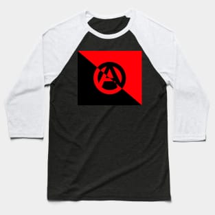 Anarchy Circle-A on Anarcho-Syndicalism Color Inverted Baseball T-Shirt